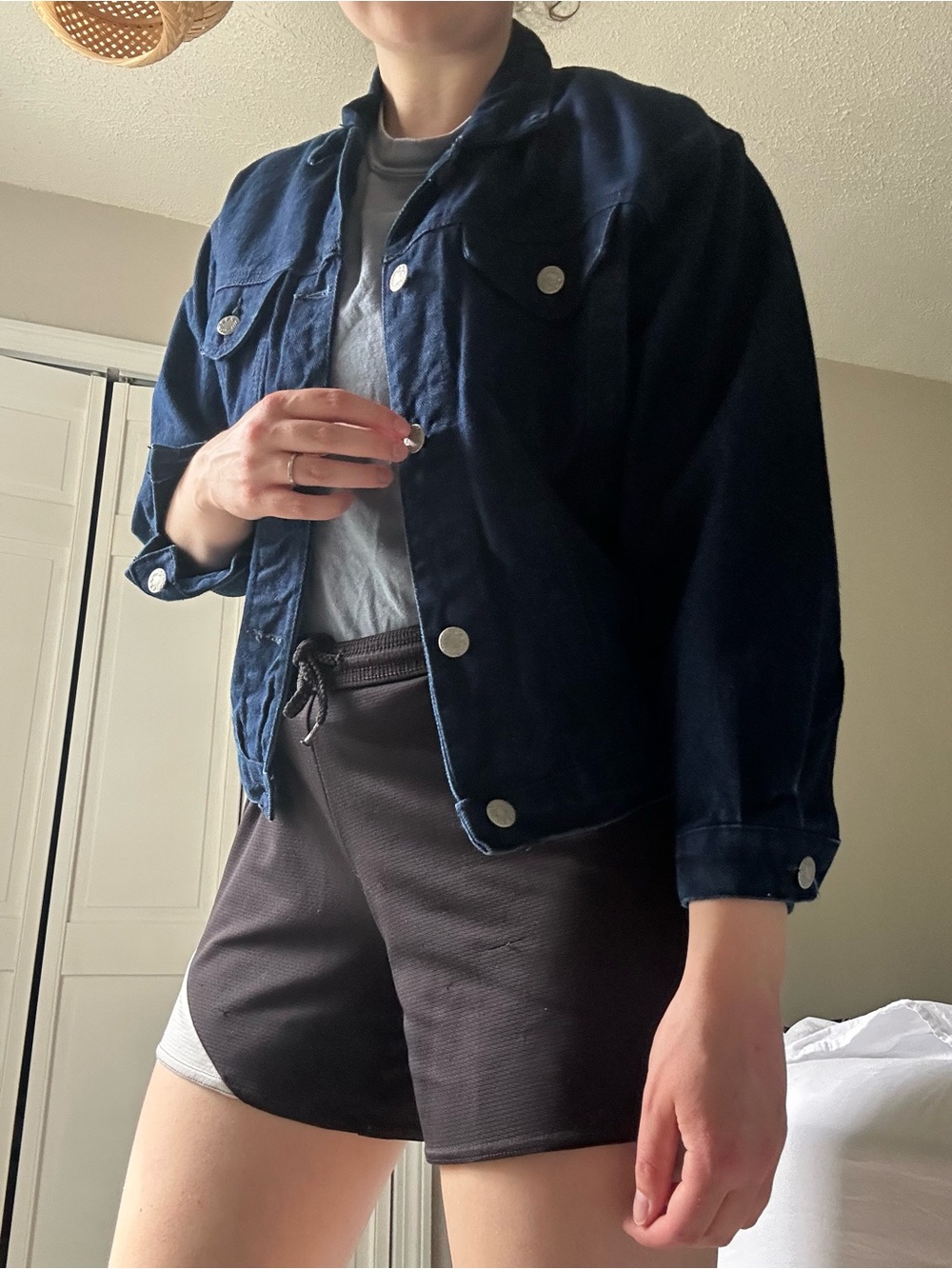 Vintage Gloria Vanderbilt Navy Button-Front Jean Jacket